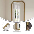 Miroir mural Emma and Oliver avec cadre en bois massif et verre argenté pour une clarté optimale pour les entrées, les salles à manger et plus encore