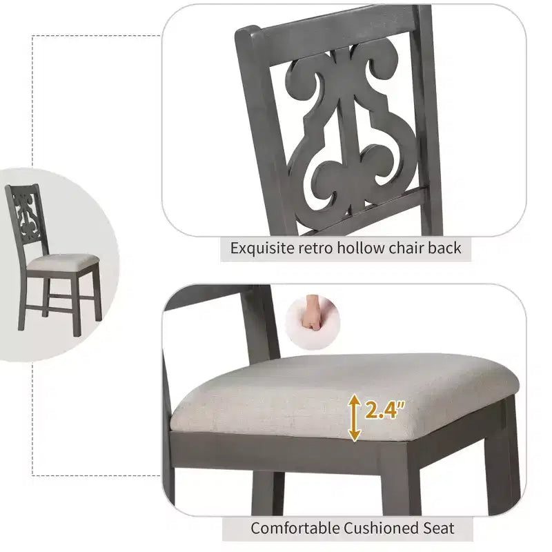 Ensemble de salle à manger rond rétro 5 pièces Whisen avec 4 chaises et pieds de forme spéciale