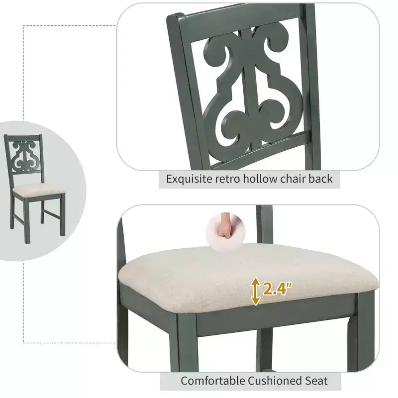 Ensemble de salle à manger rond rétro 5 pièces Whisen avec 4 chaises et pieds de forme spéciale