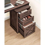 Meuble Classeur à 3 Tiroirs, Classeur de Rangement, Support d'Imprimante, Compatible A4, Format Lettre, Dossiers Suspendus, Style Ferme Moderne, pour Bureau à Domicile