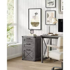 Meuble Classeur à 3 Tiroirs, Classeur de Rangement, Support d'Imprimante, Compatible A4, Format Lettre, Dossiers Suspendus, Style Ferme Moderne, pour Bureau à Domicile