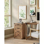 Meuble Classeur à 3 Tiroirs, Classeur de Rangement, Support d'Imprimante, Compatible A4, Format Lettre, Dossiers Suspendus, Style Ferme Moderne, pour Bureau à Domicile