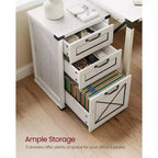 Meuble Classeur à 3 Tiroirs, Classeur de Rangement, Support d'Imprimante, Compatible A4, Format Lettre, Dossiers Suspendus, Style Ferme Moderne, pour Bureau à Domicile