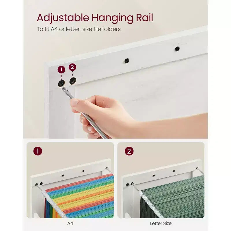 Meuble Classeur à 3 Tiroirs, Classeur de Rangement, Support d'Imprimante, Compatible A4, Format Lettre, Dossiers Suspendus, Style Ferme Moderne, pour Bureau à Domicile