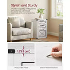 Meuble Classeur à 3 Tiroirs, Classeur de Rangement, Support d'Imprimante, Compatible A4, Format Lettre, Dossiers Suspendus, Style Ferme Moderne, pour Bureau à Domicile