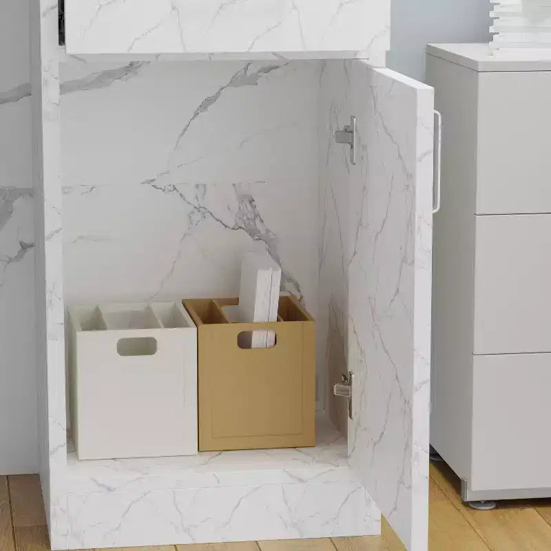 Bureau d'accueil moderne en L Famapy avec étagères amovibles Rangement verrouillable Gestion des câbles