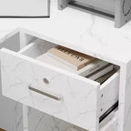 Bureau d'accueil moderne en L Famapy avec étagères amovibles Rangement verrouillable Gestion des câbles