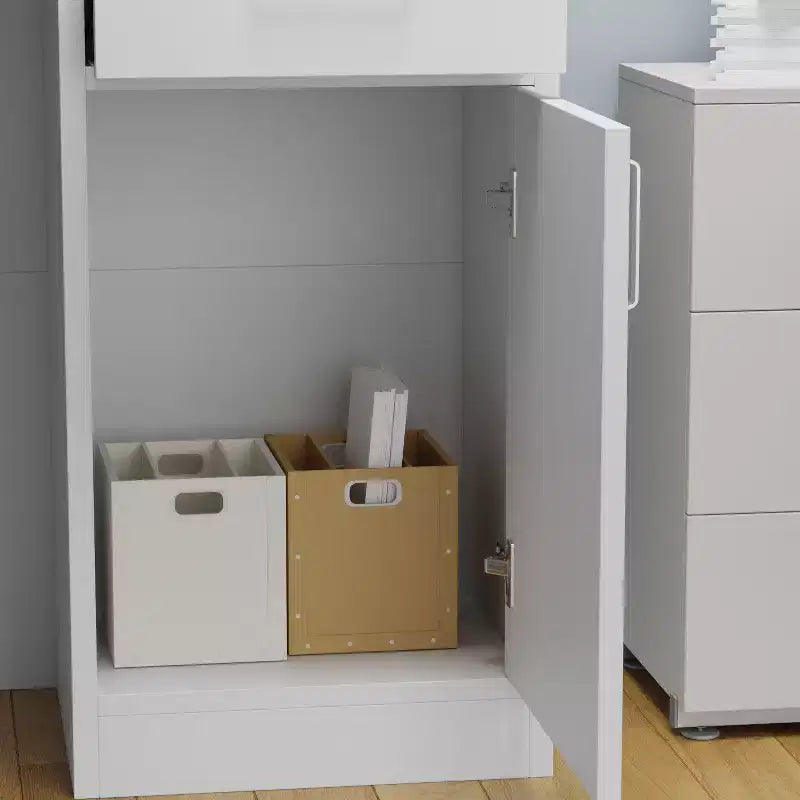 Bureau d'accueil moderne en L Famapy avec étagères amovibles Rangement verrouillable Gestion des câbles