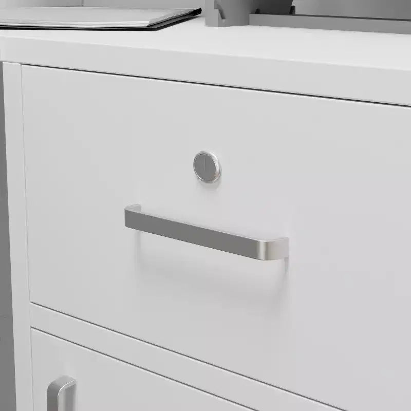 Bureau d'accueil moderne en L Famapy avec étagères amovibles Rangement verrouillable Gestion des câbles