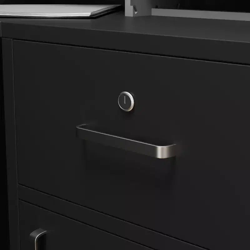 Bureau d'accueil moderne en L Famapy avec étagères amovibles Rangement verrouillable Gestion des câbles