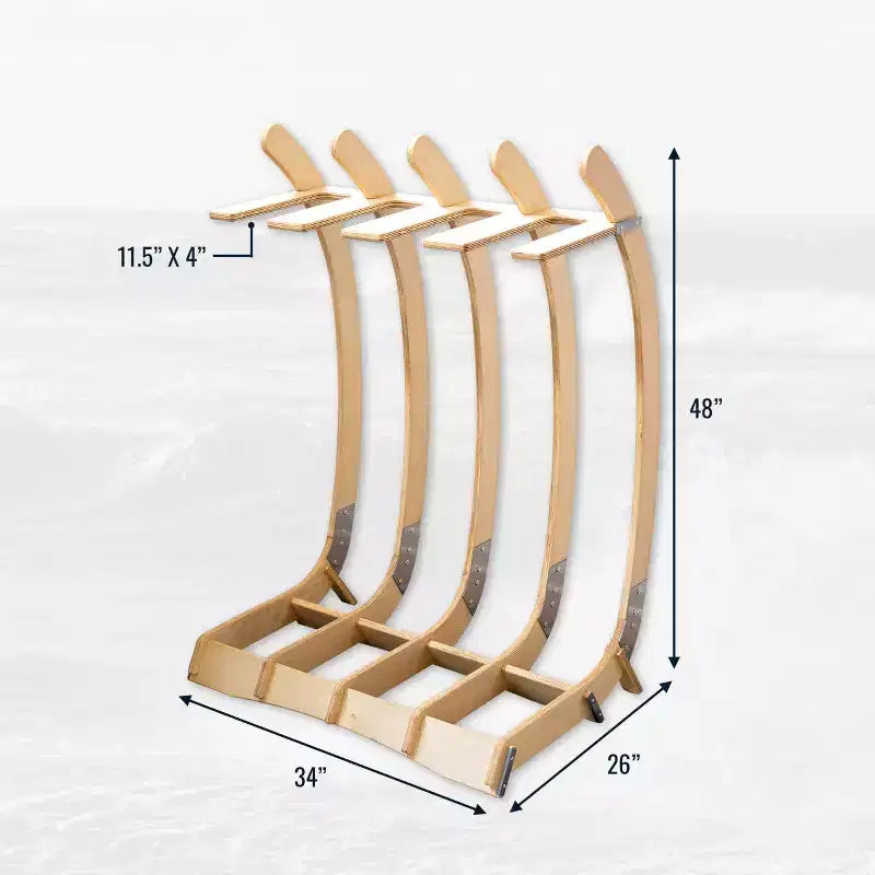 StoreYourBoard Grand Repose-Planche de Surf en Bois Big Sur | Peut Contenir 4 Planches de Surf