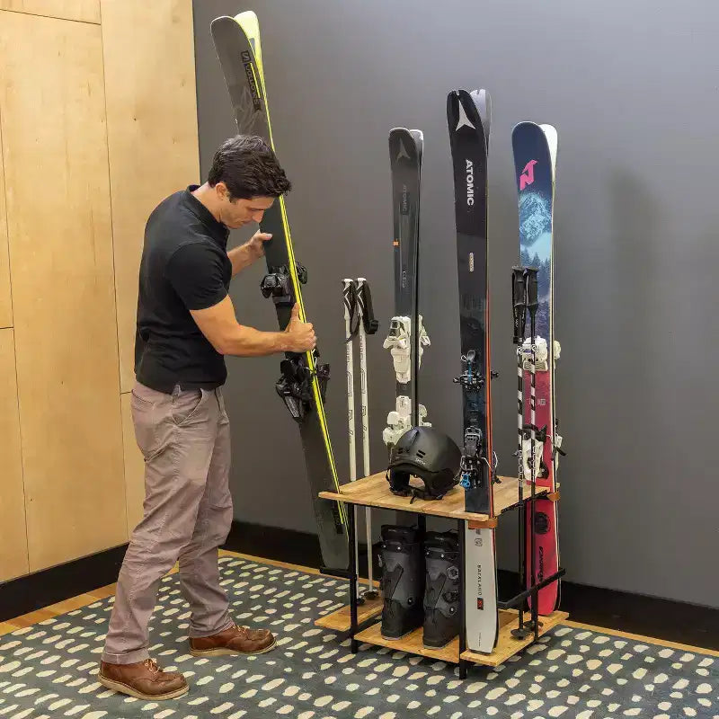 Organisateur de skis Teal Triangle Silverton | Peut contenir 4 paires de skis