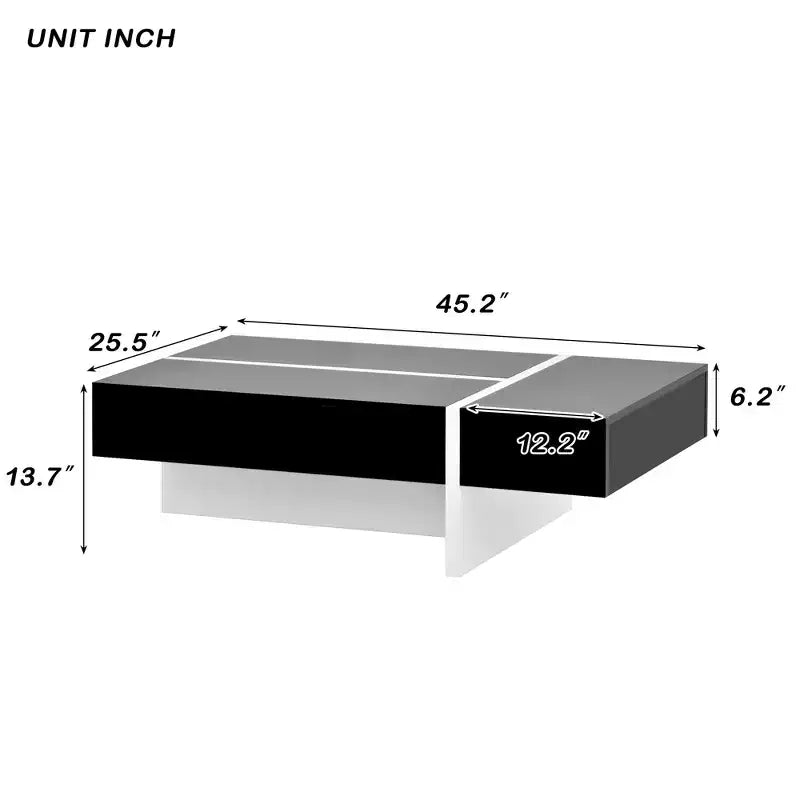 Table basse rectangulaire contemporaine Whisen avec plateau en panneaux de particules et rangement