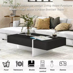 Table basse rectangulaire contemporaine Whisen avec plateau en panneaux de particules et rangement