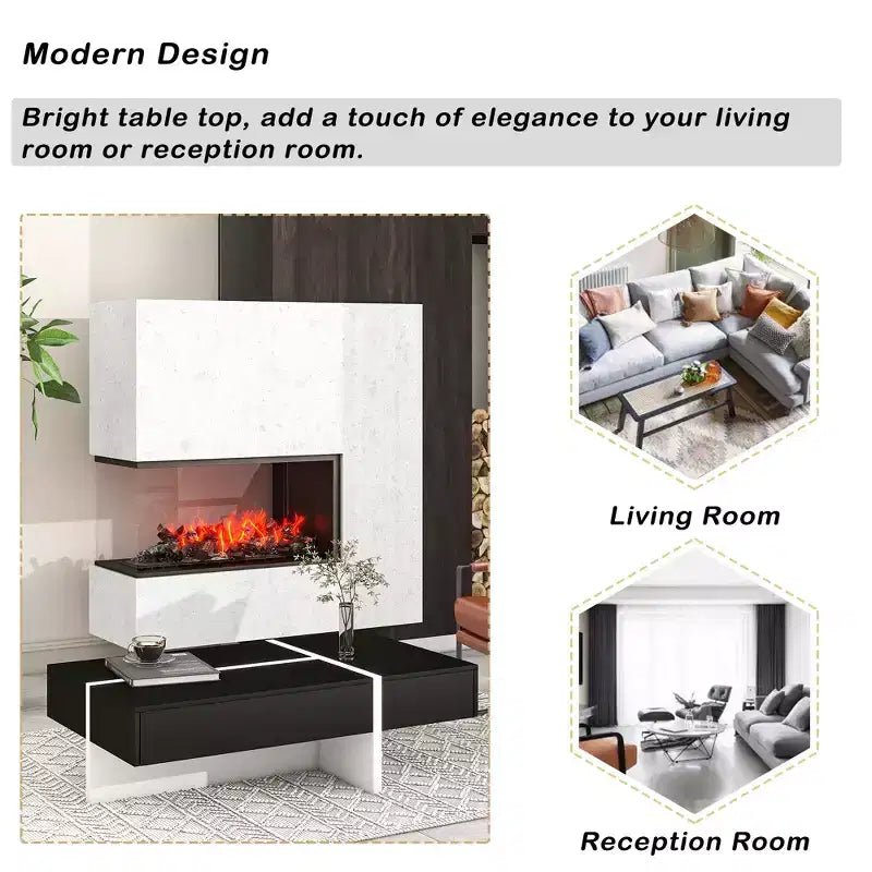 Table basse rectangulaire contemporaine Whisen avec plateau en panneaux de particules et rangement