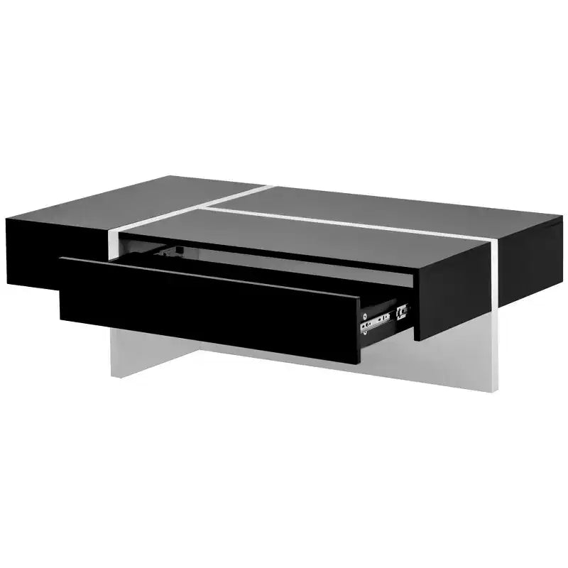 Table basse rectangulaire contemporaine Whisen avec plateau en panneaux de particules et rangement