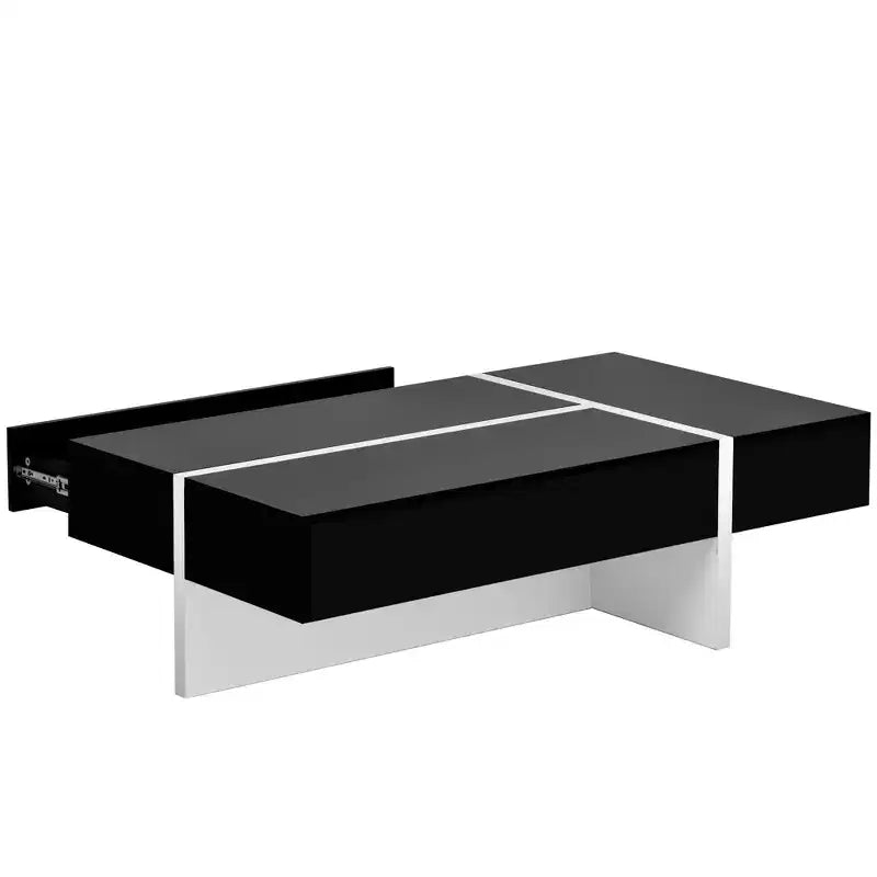 Table basse rectangulaire contemporaine Whisen avec plateau en panneaux de particules et rangement