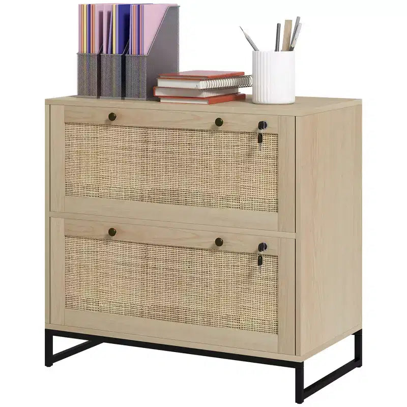 Vinsetto Meuble de Classement à 2 Tiroirs avec Serrure, Armoire de Classement Verticale avec Clés et Barre Suspendue Réglable pour Documents de Formats Lettre, A4 et Légal