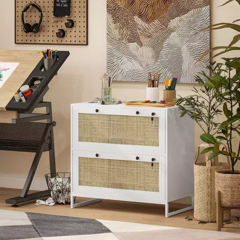 Vinsetto Meuble de Classement à 2 Tiroirs avec Serrure, Armoire de Classement Verticale avec Clés et Barre Suspendue Réglable pour Documents de Formats Lettre, A4 et Légal