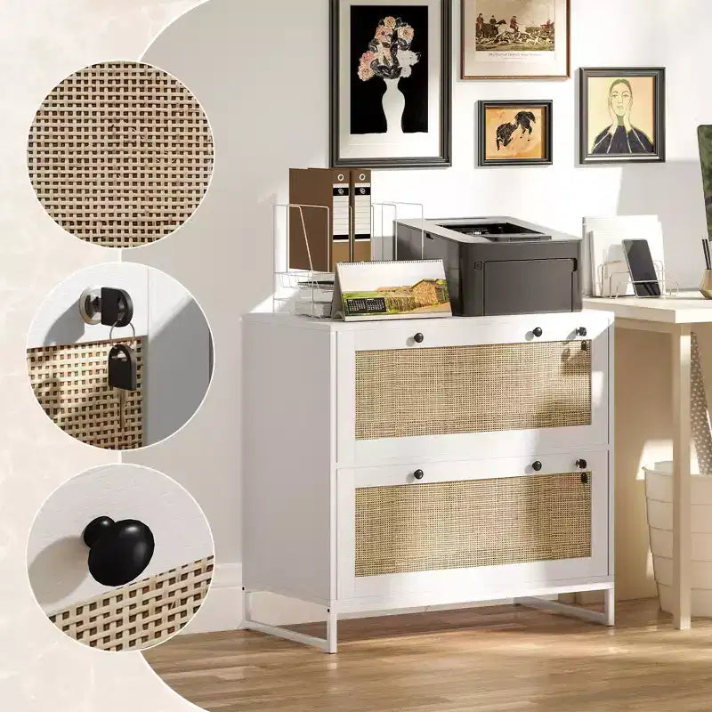 Vinsetto Meuble de Classement à 2 Tiroirs avec Serrure, Armoire de Classement Verticale avec Clés et Barre Suspendue Réglable pour Documents de Formats Lettre, A4 et Légal
