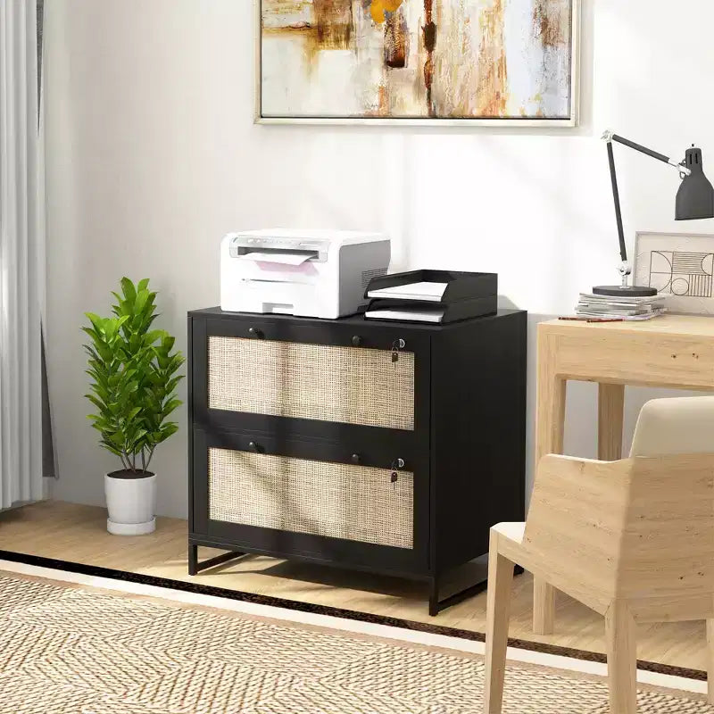 Vinsetto Meuble de Classement à 2 Tiroirs avec Serrure, Armoire de Classement Verticale avec Clés et Barre Suspendue Réglable pour Documents de Formats Lettre, A4 et Légal