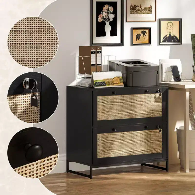 Vinsetto Meuble de Classement à 2 Tiroirs avec Serrure, Armoire de Classement Verticale avec Clés et Barre Suspendue Réglable pour Documents de Formats Lettre, A4 et Légal