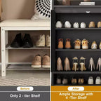Meuble à chaussures en rotin à 2 portes, meuble de rangement pour chaussures à 5 niveaux avec étagères réglables, organisateur de rangement pour chaussures en bois pour entrée, couloir, noir