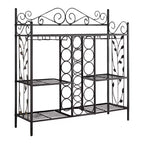 Kings Brand Furniture Console de service en métal avec casier à vin, meuble bar à alcool avec porte-verres