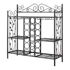 Kings Brand Furniture Console de service en métal avec casier à vin, meuble bar à alcool avec porte-verres