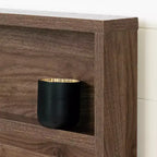 Tête de lit HomeStockTao en Noyer Naturel avec Rangement Ouvert Style 44