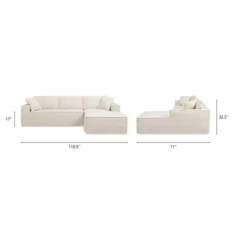 Jennifer Taylor Home Brenley Canapé d'angle en boîte 110,5, côté droit, chenille gris cendré