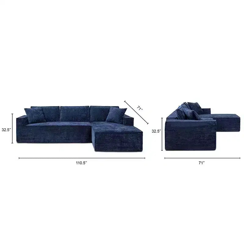 Jennifer Taylor Home Brenley Canapé d'angle en boîte 110,5, côté droit, chenille gris cendré