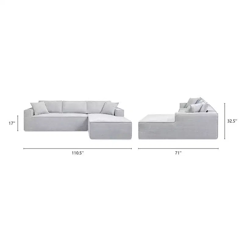 Jennifer Taylor Home Brenley Canapé d'angle en boîte 110,5, côté droit, chenille gris cendré