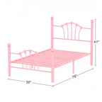 Cadre de lit double VECELO avec tête de lit et pied de lit, cadre de lit plateforme moderne en métal blanc/rose/noir