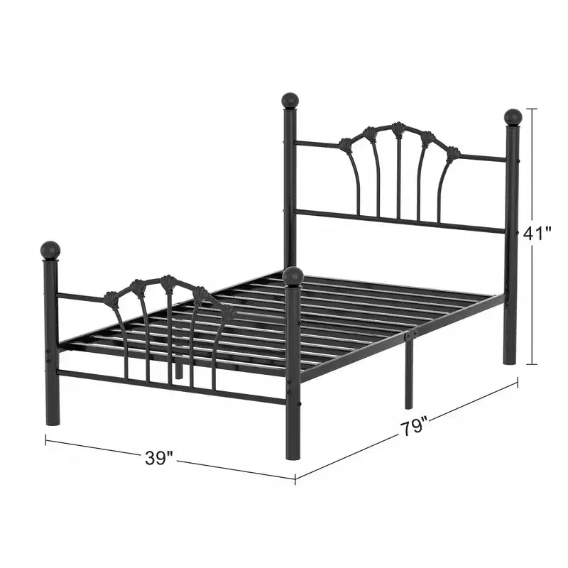 Cadre de lit double VECELO avec tête de lit et pied de lit, cadre de lit plateforme moderne en métal blanc/rose/noir