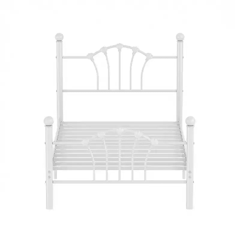 Cadre de lit double VECELO avec tête de lit et pied de lit, cadre de lit plateforme moderne en métal blanc/rose/noir