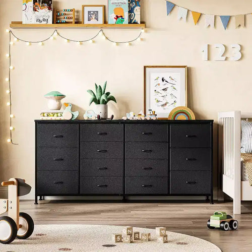 Commode 14 tiroirs, Meuble TV commode 160 cm avec prise de courant