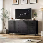 Commode 14 tiroirs, Meuble TV commode 160 cm avec prise de courant