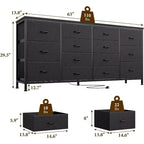 Commode 14 tiroirs, Meuble TV commode 160 cm avec prise de courant
