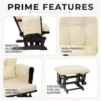 Ensemble fauteuil planeur et ottoman Home Imports Emporium - Mouvement de bercement fluide, fauteuil ergonomique à dossier haut avec accoudoirs rembourrés et poches de rangement