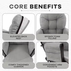 Ensemble fauteuil planeur et ottoman Home Imports Emporium - Mouvement de bercement fluide, fauteuil ergonomique à dossier haut avec accoudoirs rembourrés et poches de rangement