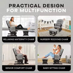 Ensemble fauteuil planeur et ottoman Home Imports Emporium - Mouvement de bercement fluide, fauteuil ergonomique à dossier haut avec accoudoirs rembourrés et poches de rangement