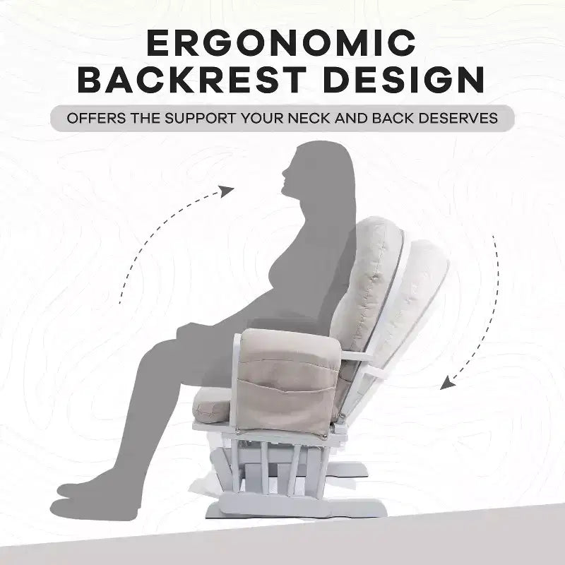 Ensemble fauteuil planeur et ottoman Home Imports Emporium - Mouvement de bercement fluide, fauteuil ergonomique à dossier haut avec accoudoirs rembourrés et poches de rangement