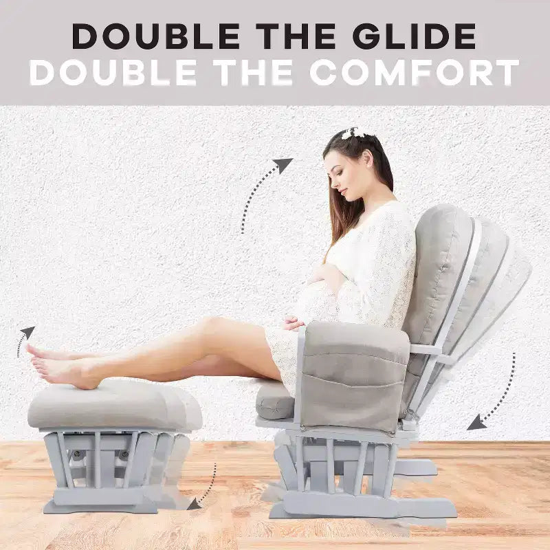 Ensemble fauteuil planeur et ottoman Home Imports Emporium - Mouvement de bercement fluide, fauteuil ergonomique à dossier haut avec accoudoirs rembourrés et poches de rangement