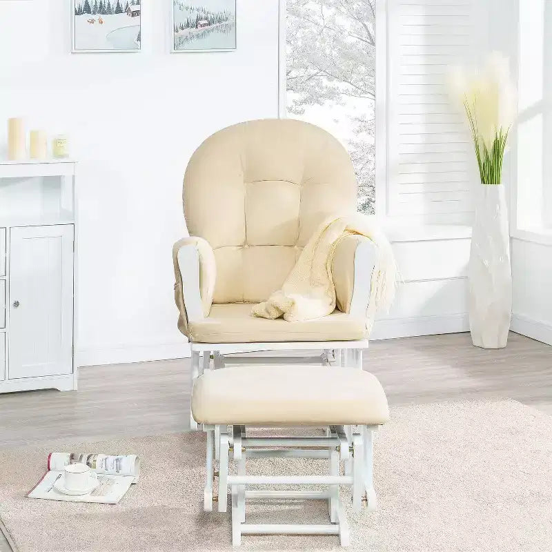 Ensemble fauteuil planeur et ottoman Home Imports Emporium - Mouvement de bercement fluide, fauteuil ergonomique à dossier haut avec accoudoirs rembourrés et poches de rangement