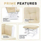 Ensemble fauteuil planeur et ottoman Home Imports Emporium - Mouvement de bercement fluide, fauteuil ergonomique à dossier haut avec accoudoirs rembourrés et poches de rangement