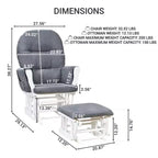 Ensemble fauteuil planeur et ottoman Home Imports Emporium - Mouvement de bercement fluide, fauteuil ergonomique à dossier haut avec accoudoirs rembourrés et poches de rangement