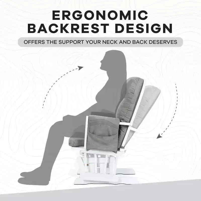 Ensemble fauteuil planeur et ottoman Home Imports Emporium - Mouvement de bercement fluide, fauteuil ergonomique à dossier haut avec accoudoirs rembourrés et poches de rangement