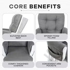 Ensemble fauteuil planeur et ottoman Home Imports Emporium - Mouvement de bercement fluide, fauteuil ergonomique à dossier haut avec accoudoirs rembourrés et poches de rangement
