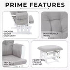 Ensemble fauteuil planeur et ottoman Home Imports Emporium - Mouvement de bercement fluide, fauteuil ergonomique à dossier haut avec accoudoirs rembourrés et poches de rangement